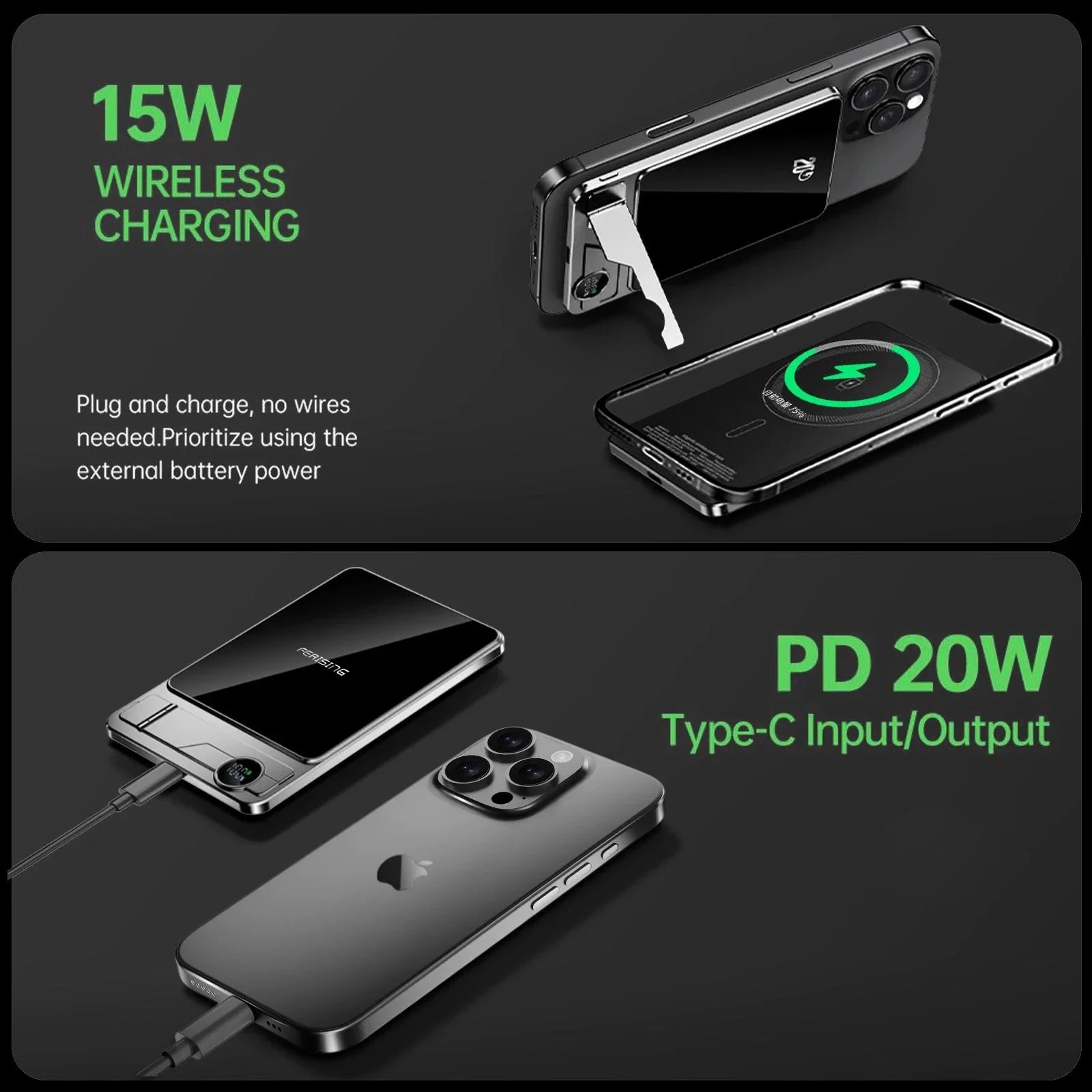 Magnetic Wireless Power Bank 10000mAh - Fast PD Charger for Travel Tidesmit