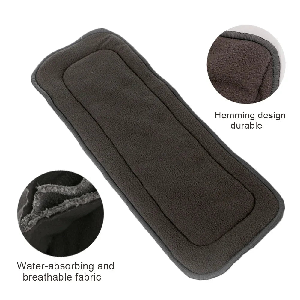 1PC Adult Diaper Insert 4/5-Layer Bamboo Charcoal High Absorption Washable Cloth Diapers Liner Reusable Nappies for Incontinent