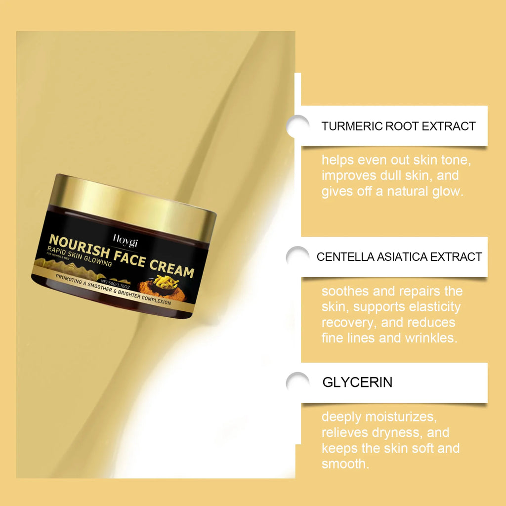 Turmeric Hydrating Face Cream Gentle Nourishing Firming Daily Moisturizer Smooth Silky Skin Skincare Suitable for All Skin Types