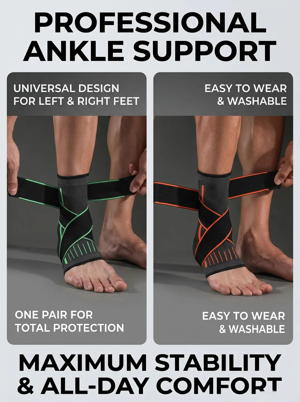 VBOSI Adjustable Compression Ankle Brace Support for Men Women, Breathable Sports Ankle Stabilizer for Basketball Running Sprain