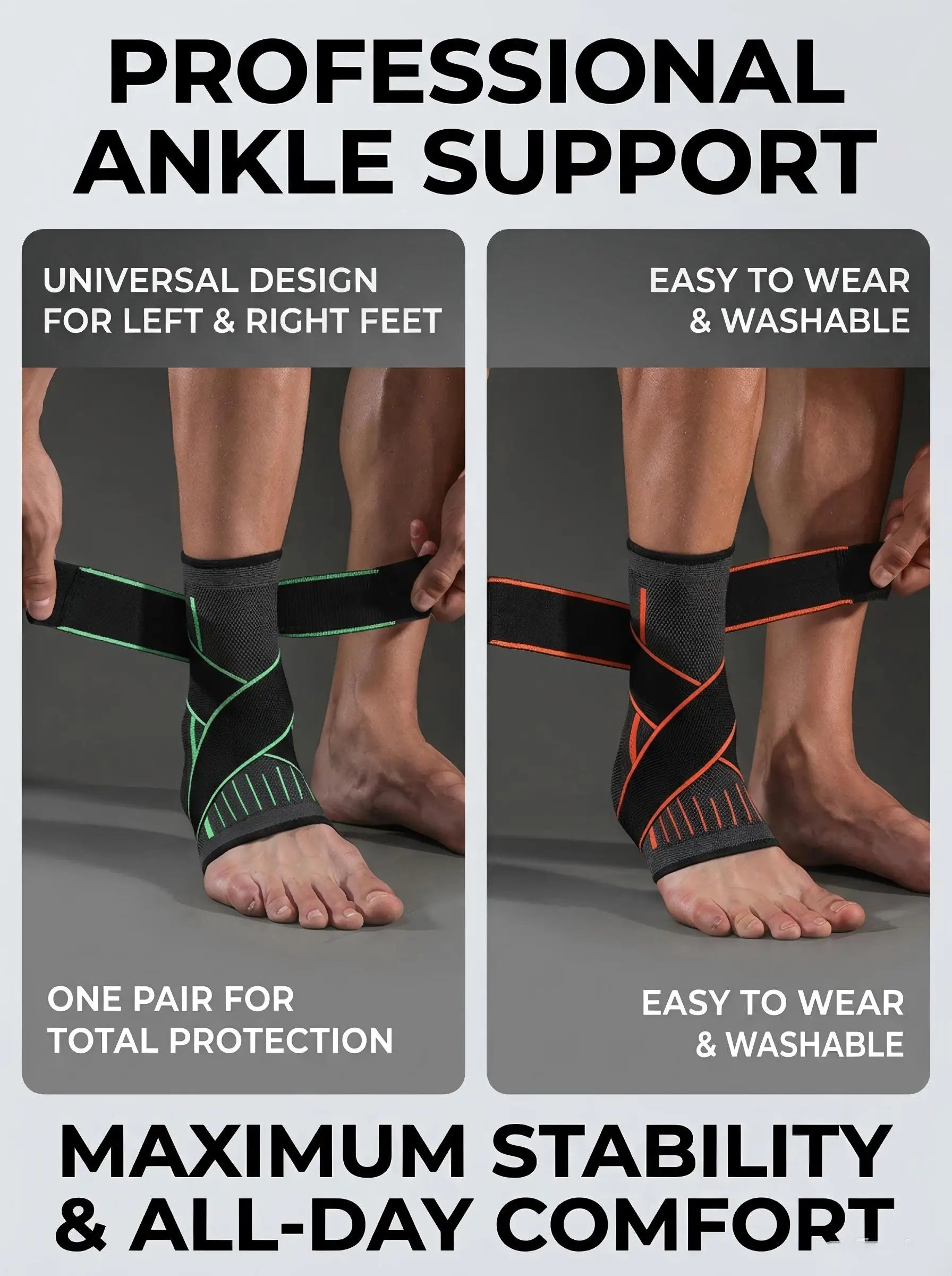 VBOSI Adjustable Compression Ankle Brace Support for Men Women, Breathable Sports Ankle Stabilizer for Basketball Running Sprain