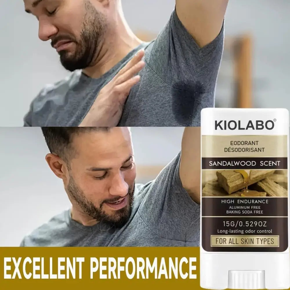 Tidesmit Sandalwood Scent solid deodorant stick provides long-lasting anti-sweat protection and odor removal.