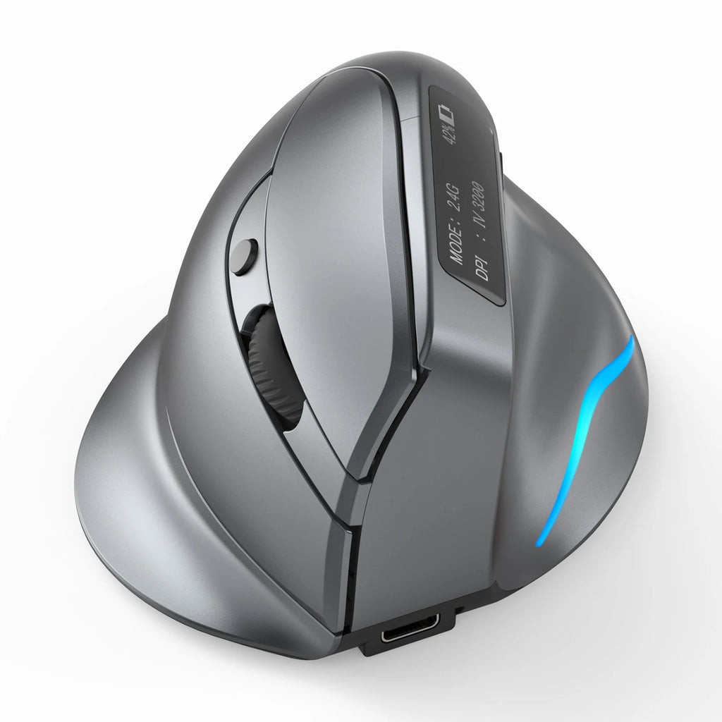 ZELOTES F-26C Mouse Rechargeable display dual-mode wireless mouse with silent 2.4GHz BT gray mouse