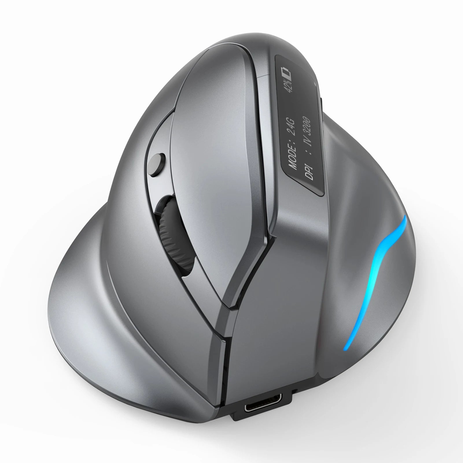 ZELOTES F-26C Mouse Rechargeable display dual-mode wireless mouse with silent 2.4GHz BT gray mouse