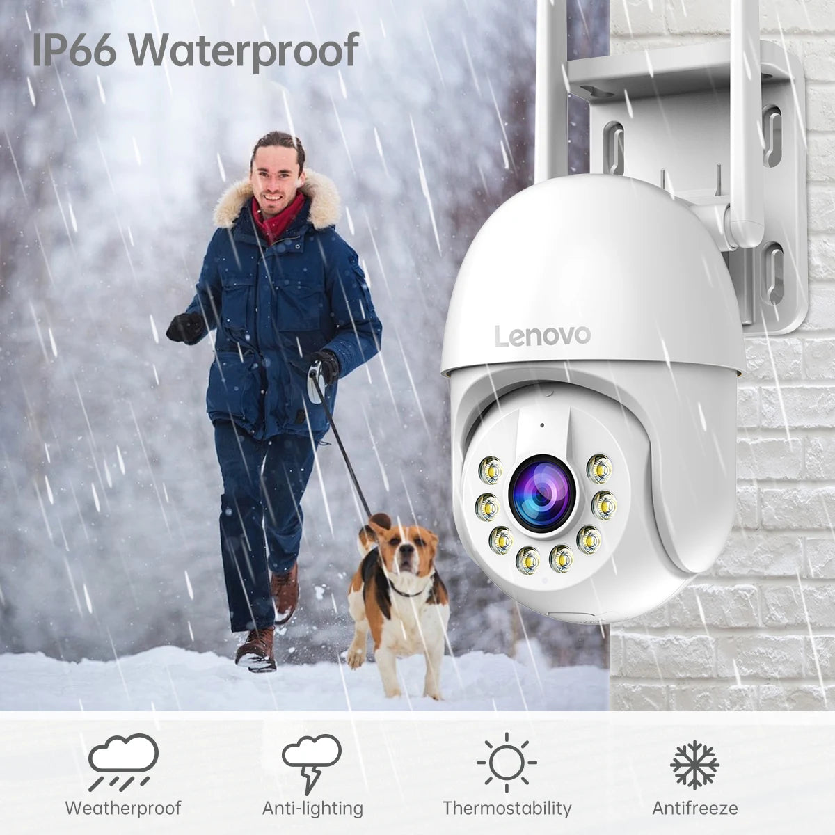 Lenovo 3MP HD Smart Wifi PTZ Camera Outdoor 5x Digital Zoom Auto Tracking ONVIF CCTV IP Camera Security Video Surveillance Cam