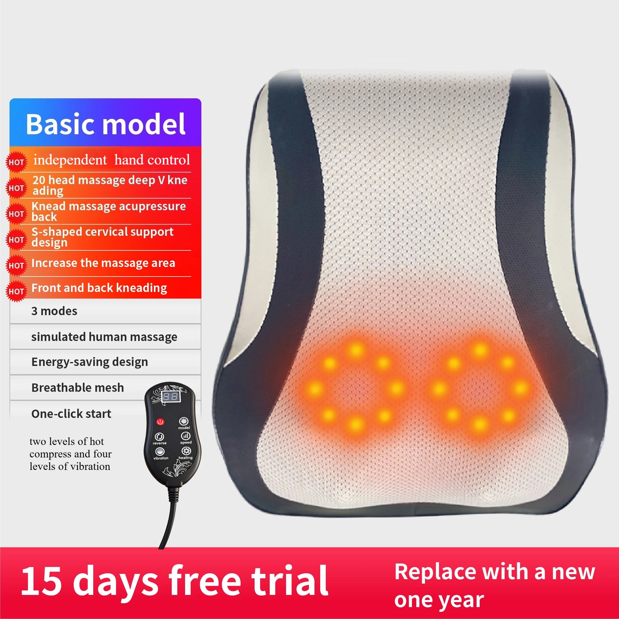 Electric Neck Massager with Heat Therapy & Deep Tissue Shiatsu - Tidesmit Massage Chairs Grey Ordinary model Tidesmit