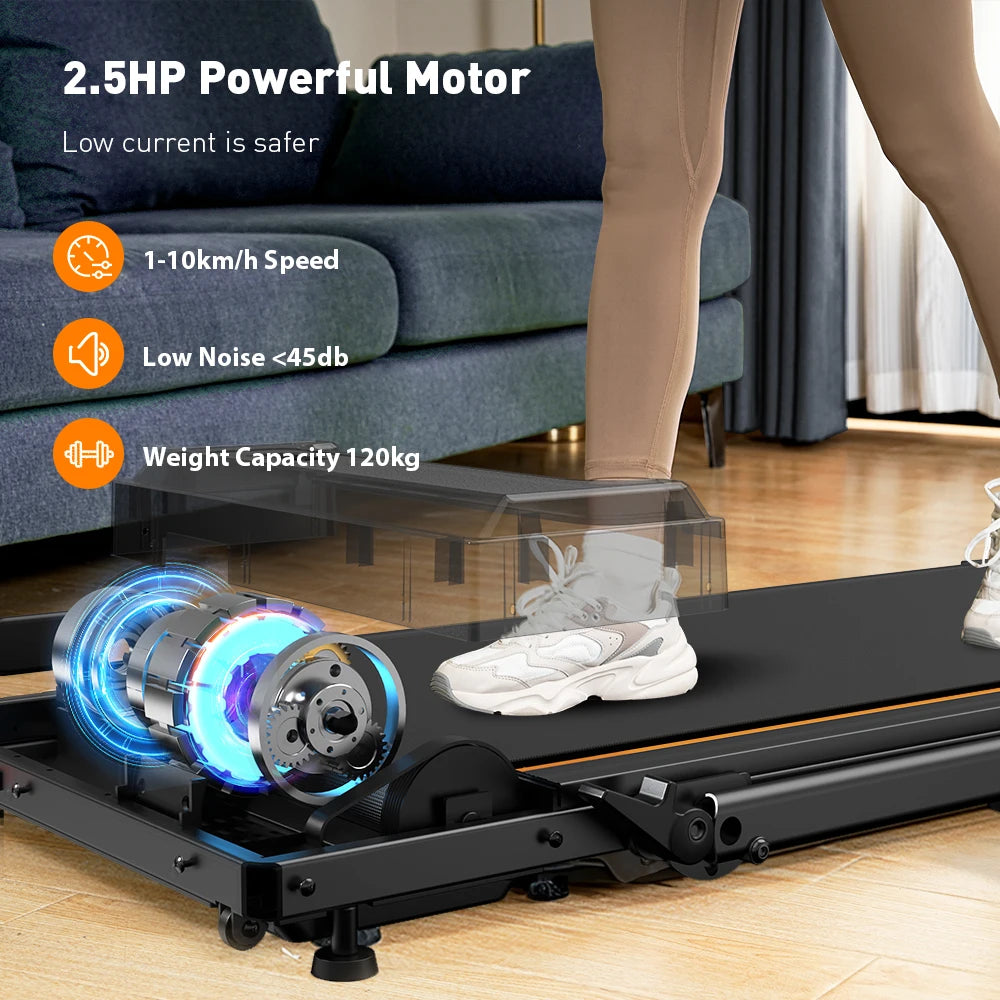 Formill FT51/FT50/FT52 Treadmill 2 In 1 Walking Running Treadmill 0.75-2.5HP Foldable Under Desk Treadmill38*95cm Running Area With Armrest LED Display Oil Drip Hole Indoor Home Gym Exercise Machine