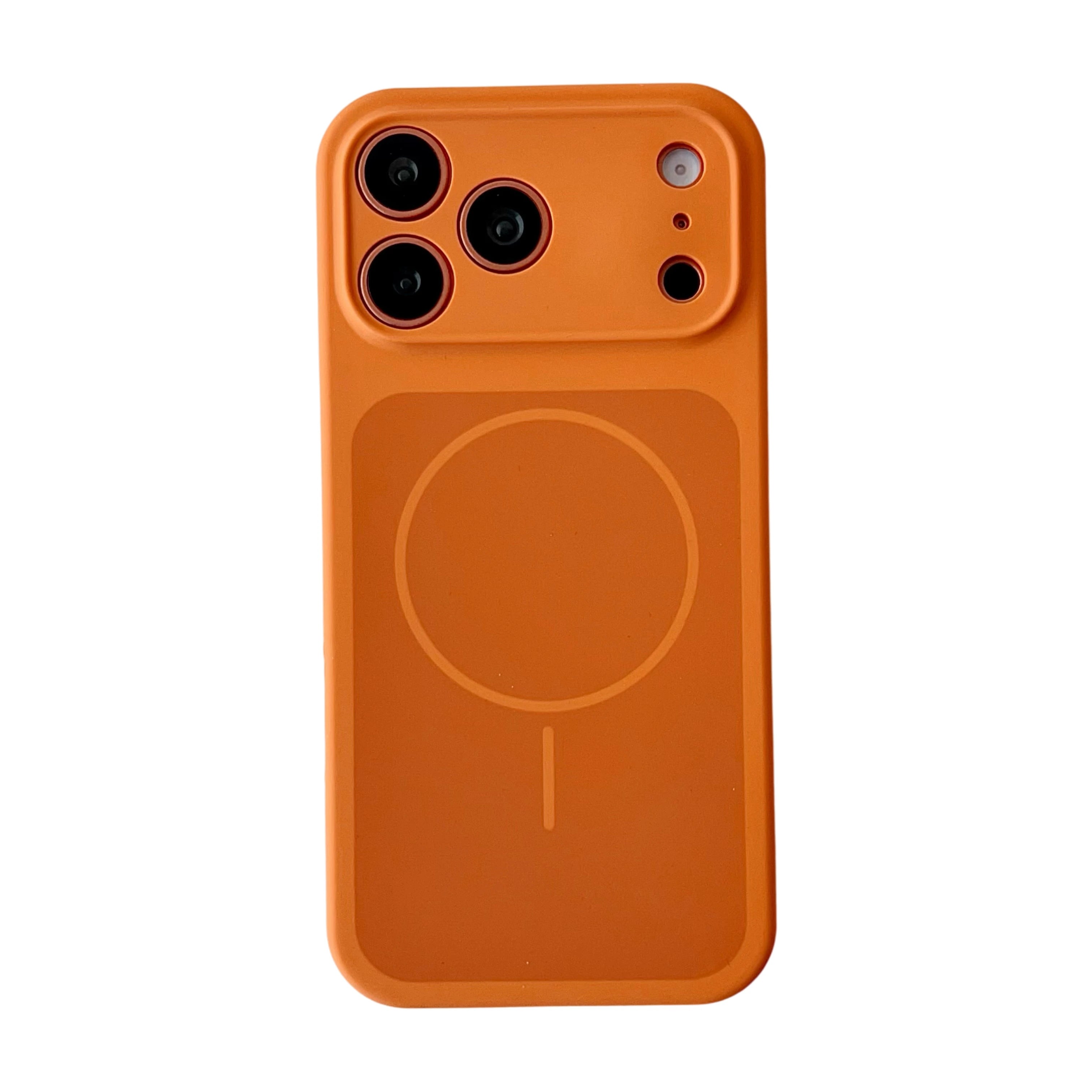 iPhone 17 Pro Max Magnetic Silicone Case - Shock-Absorbing Slim Cover Cosmic Orange Tidesmit