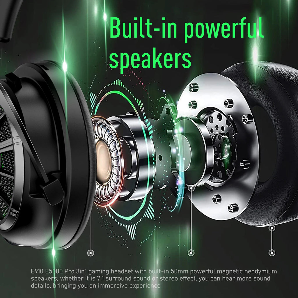 7.1 Surround Sound Gaming Headphones with ENC Mic - E5000 Pro Tidesmit