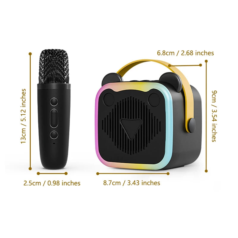 K10 Wireless Bluetooth Speaker With 2 Microphone RGB Light Outdoor Home Karaoke Voice Change Mini Speaker for Family Gifts