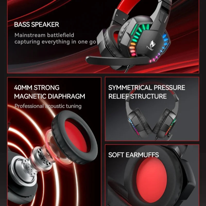 Gaming Headphones with RGB Microphone & Stereo Bass - H120 Tidesmit