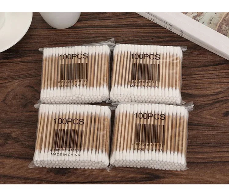 Double Head Cotton Swabs 500 Pcs for PMU Machines - Wood Sticks Permanent Makeup Machines Tidesmit