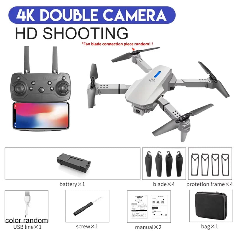 4K Camera Drone Foldable Quadcopter - Wide Angle Lens & Stable Flight 4K-Grey-DC-1B Tidesmit