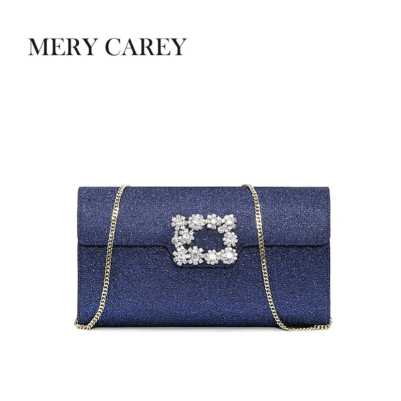 2025 New Fashionable Silver sequined Women's One Shoulder Chain Women's Bag  Luxury Designer Elegant Rhinestone Banquet Handbag