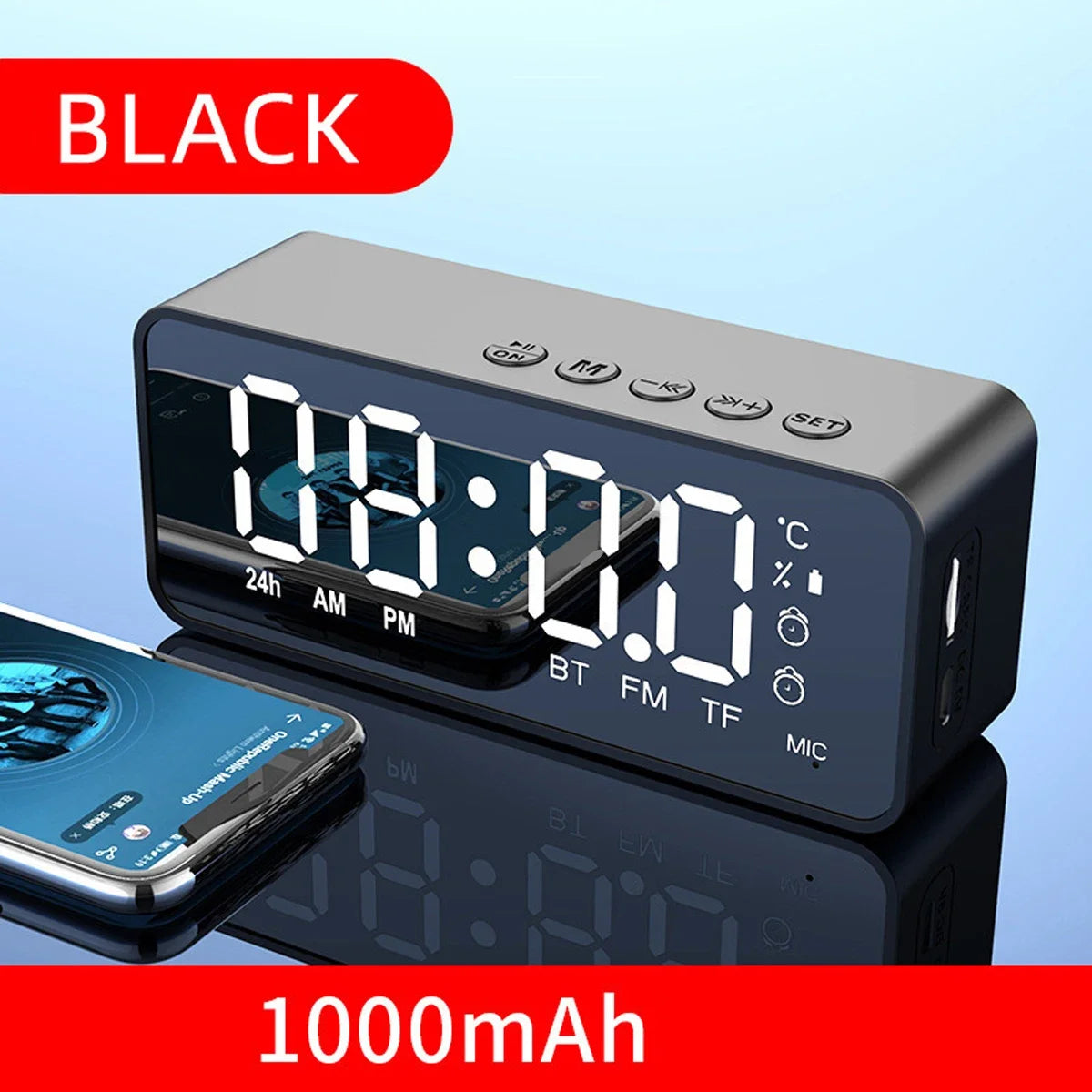 Alarm Clock Radio FM Bluetooth Speaker Portable Subwoofer Caixa De Som Sound Box Music Wireless Mini Woofers Bocina Lamp Column
