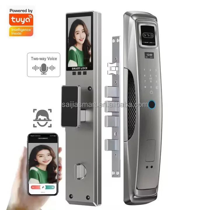 Digital Electronic Smart Door Lock With Camera Wifi Tuya Smart Lock Unlocked Through Code Password Biometric Fingerprint