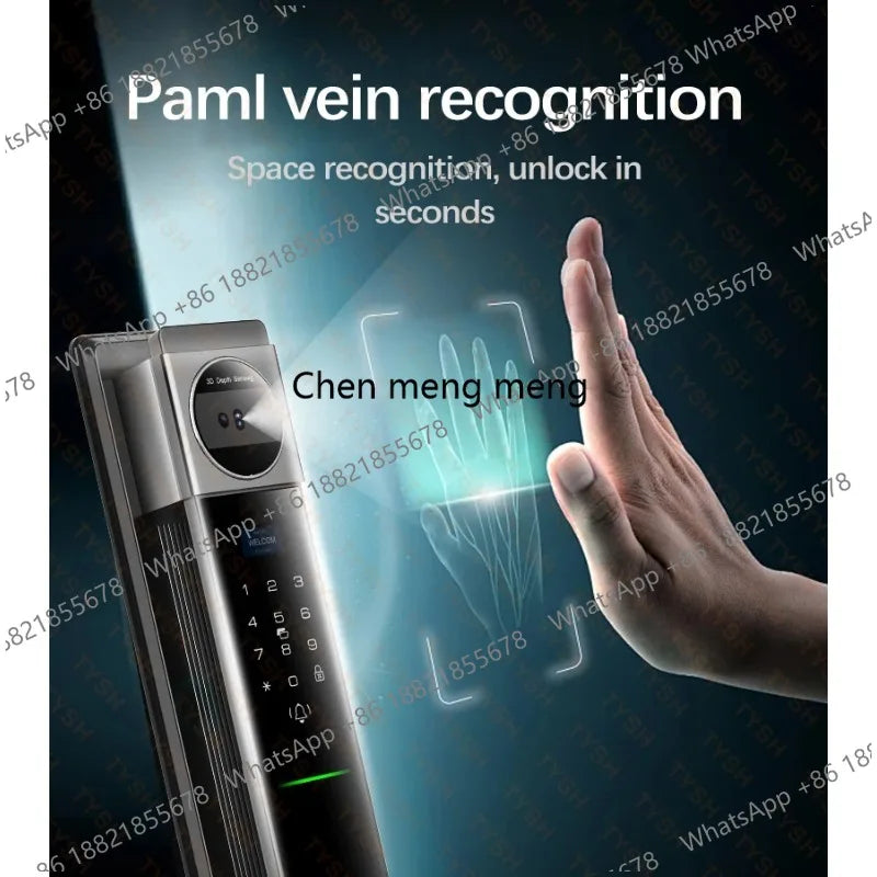 Face Real-time Intercom Smart Door Lock Biometric Electronic Security Camera Intelligent Fingerprint Password Key Unlock
