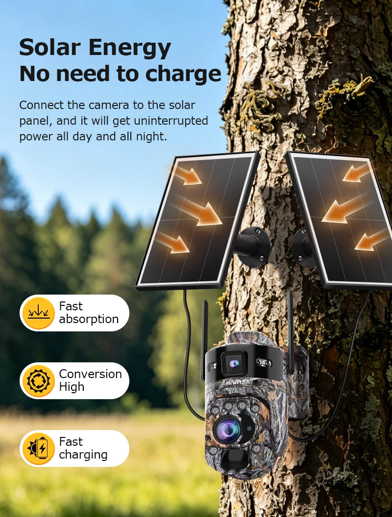 SHIWOJIA 60X 10MP AOV+PIR Outdoor Surveillance Camera WIFI/4G SIM Ai Tracking Human Detection Dual Screen CCtv Security Cam