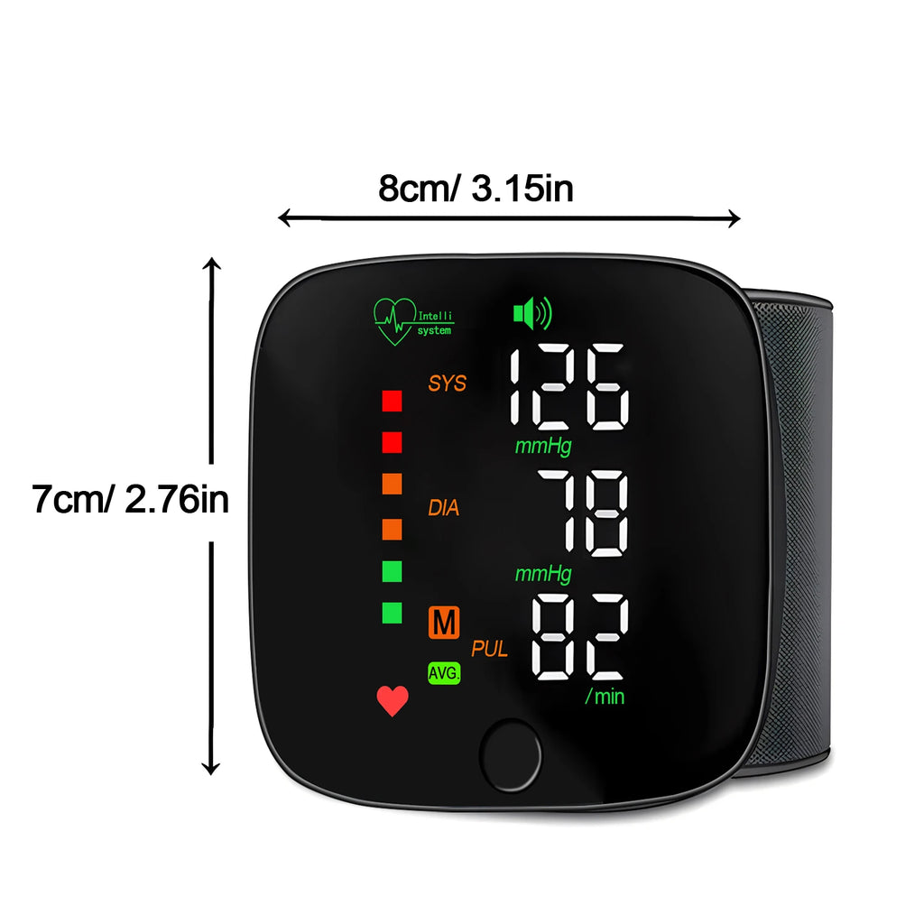 Rechargeable Wrist Blood Pressure Monitor Medical English Russian Voice Digital Tensiometro Health Sphygmomanometer Tonometer