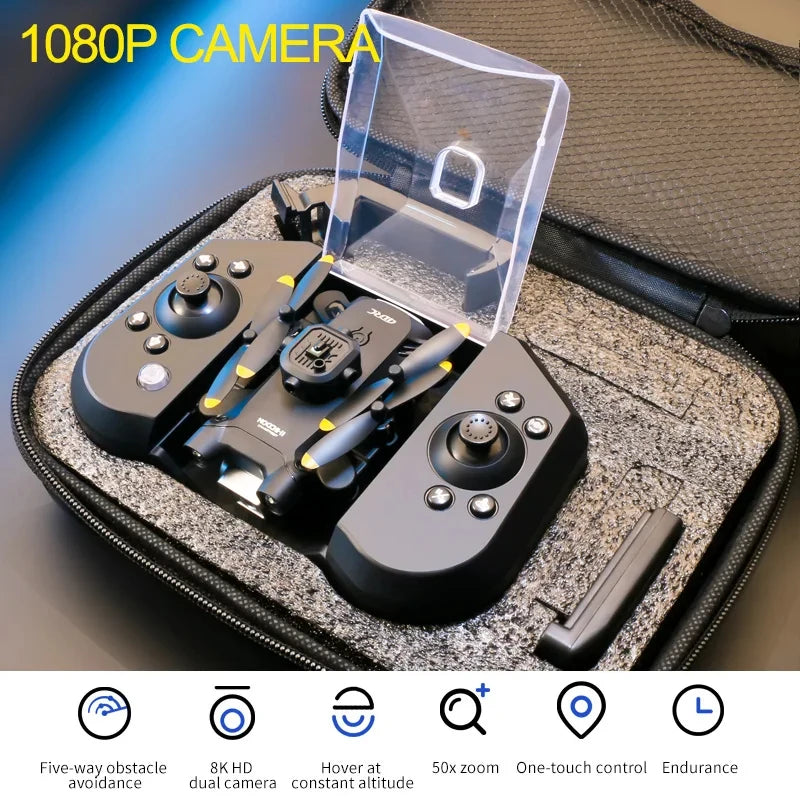 Foldable 4K Camera Drone - Beginner Friendly RC Quadcopter by Tidesmit V30-1080P-Black Tidesmit