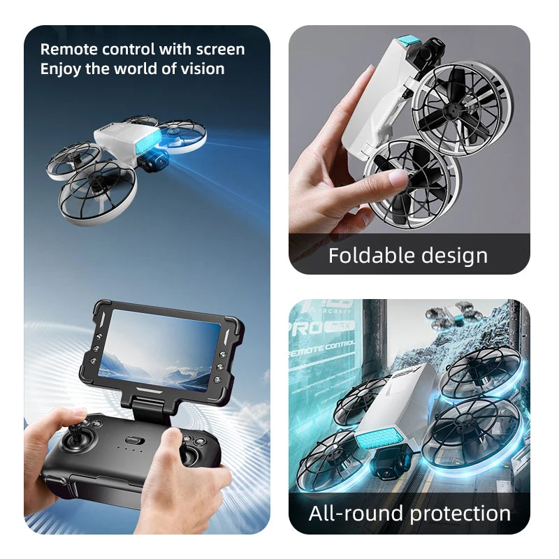 4K Camera Drone with Display Remote - Foldable GPS Obstacle Avoidance Tidesmit