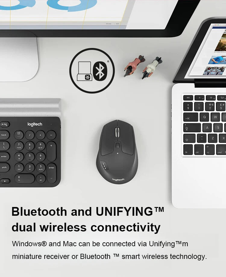 Logitech M720 Wireless Bluetooth Mouse - Office Mouse - Bluetooth Dual-mode Wireless Mouse