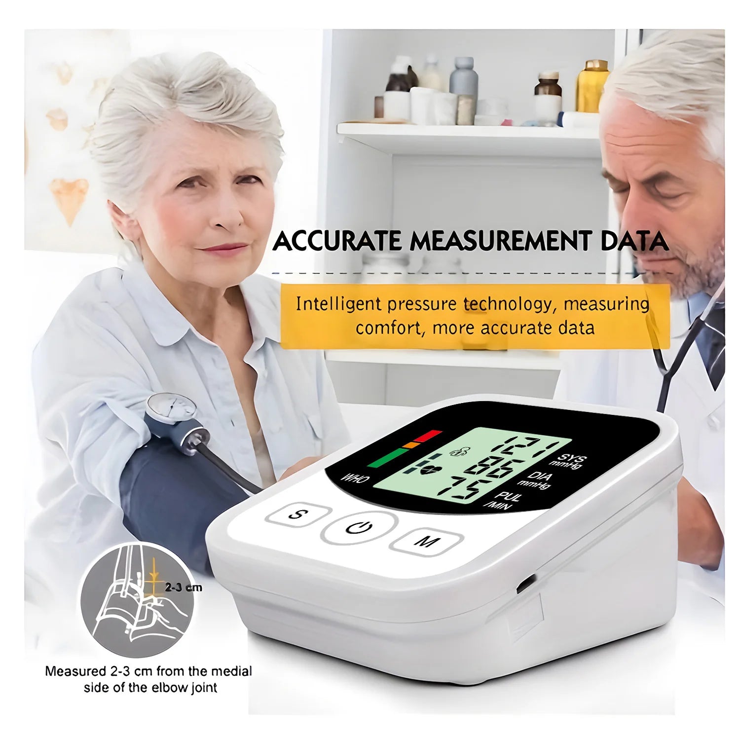 Digital Blood Pressure Monitor Upper Arm Automatic BP Cuff Machine Tonometer LED Sphygmomanometer for Home Use Health Care