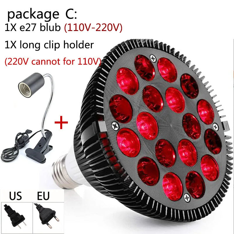 Powerful Red Light Therapy Bulb Anti Aging E27 660nm 850nm Near Infrared IR Lamp Therapy for Skin Pain Relief plant Grow Light P
