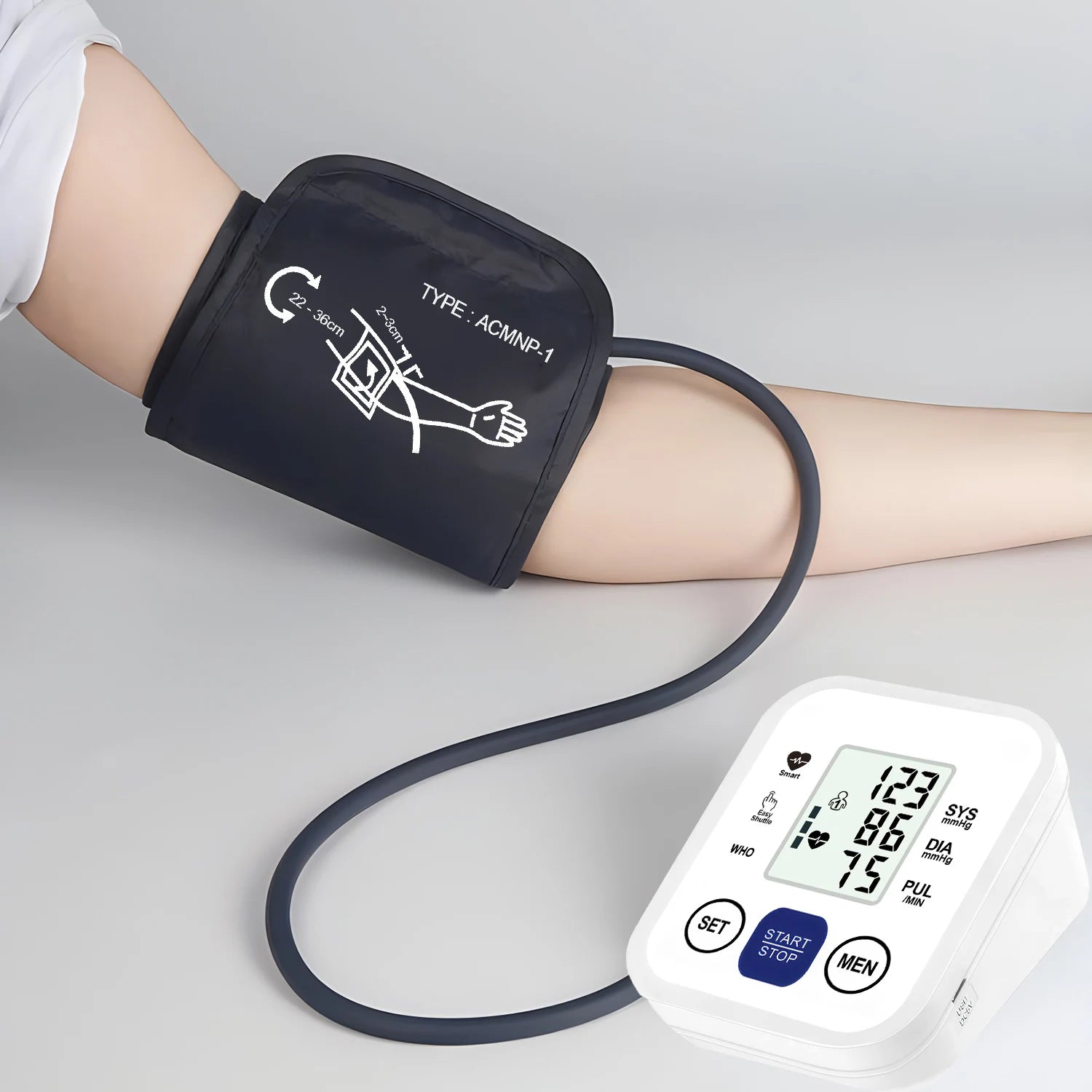 Upper Arm Digital Blood Pressure Monitor Automatic Home Medical BP Tensiometer Heart Rate Pulse Detector Large LCD Screen