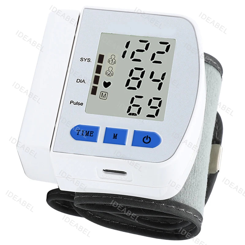 Blood Pressure Monitor Heart Beat Rate Pulse Meter Digitlal Tensiometro Health Medical BP Sphygmomanometer Wrist cuff Digital