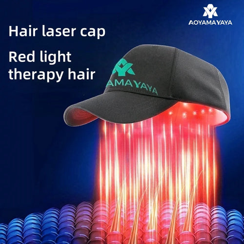 AoyamaYaya red light therapy hair growth cap device with LED laser diodes for scalp wellness and hair restoration.