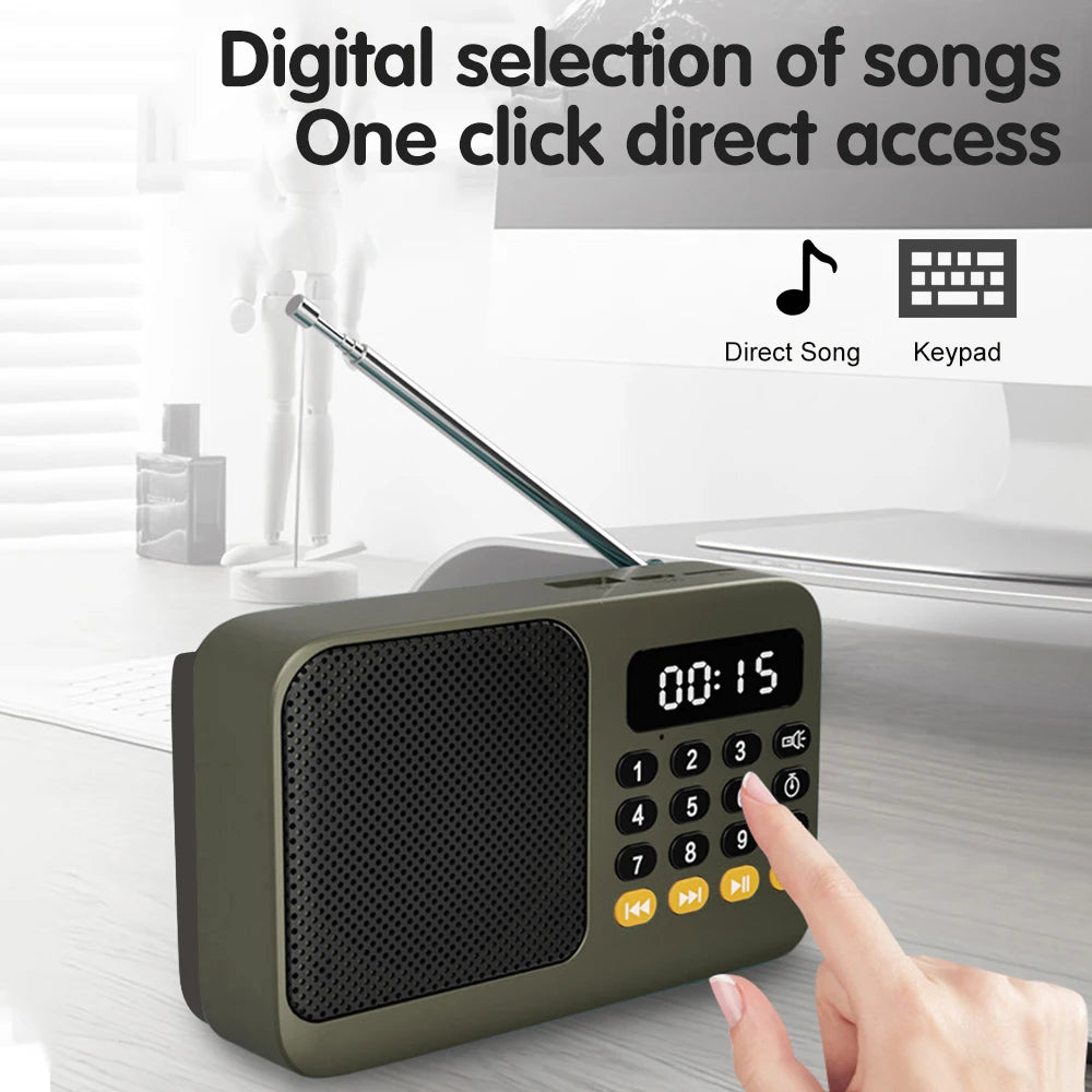 FM Radio Portable Speaker Bluetooth 5.0 with LED Light Support Recording TF Card USB Play Wireless Speaker Radio FM Receiver