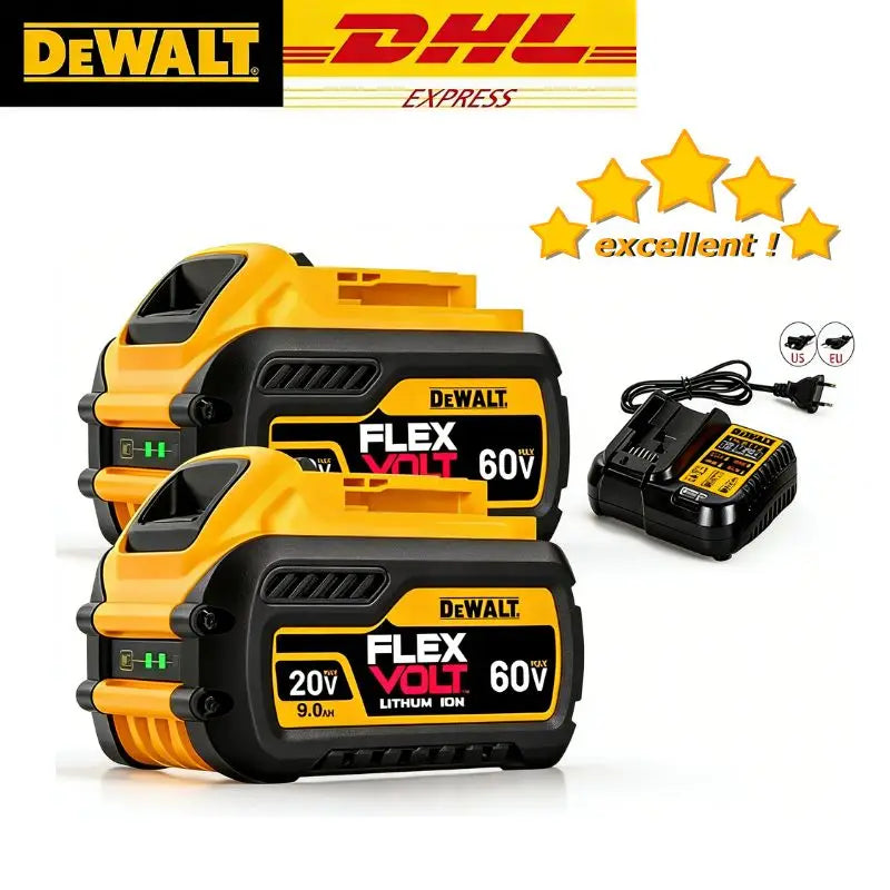 DeWALT 100% Original Battery 20V/60V 6Ah 9Ah MAX FlexVolt for DCB606 DCB205 DCB206 DCB209 DCB182 Power Tool with Charger