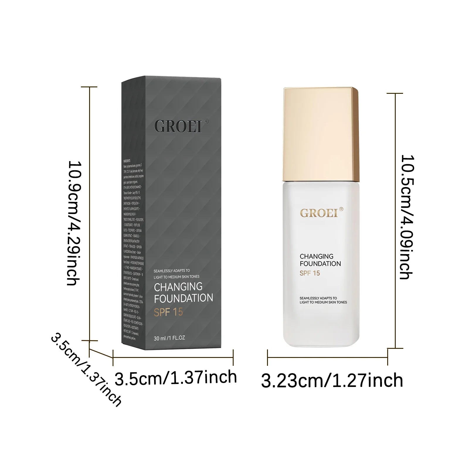 Tidesmit GROEI Changing Foundation SPF15 texture close-up showing lightweight formula and natural finish