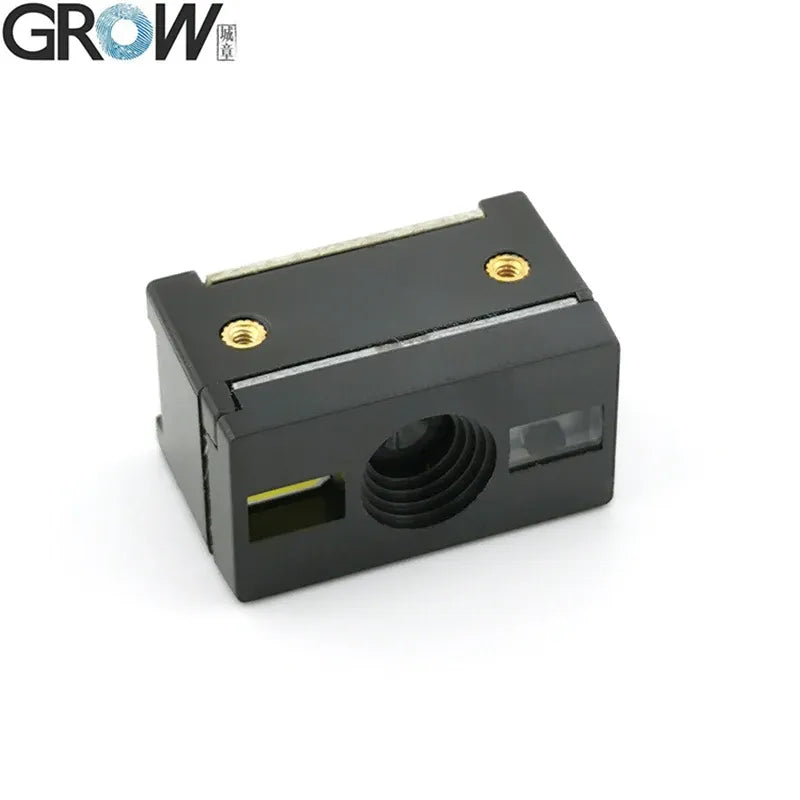 Black barcode scanner module with top mounting screws and central lens opening