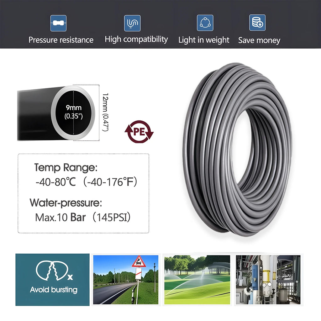 3/8" 12mm PE Hose 360° Adjustable 2-in-1 Misting Quick Connect Sprinkler Micro Dripper Sprayer Garden Irrigation Watering System