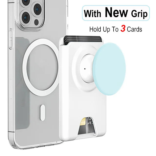 Magnetic Phone Wallet Case with Grip - Slim Shock-Absorbing Cover White Blue Tidesmit
