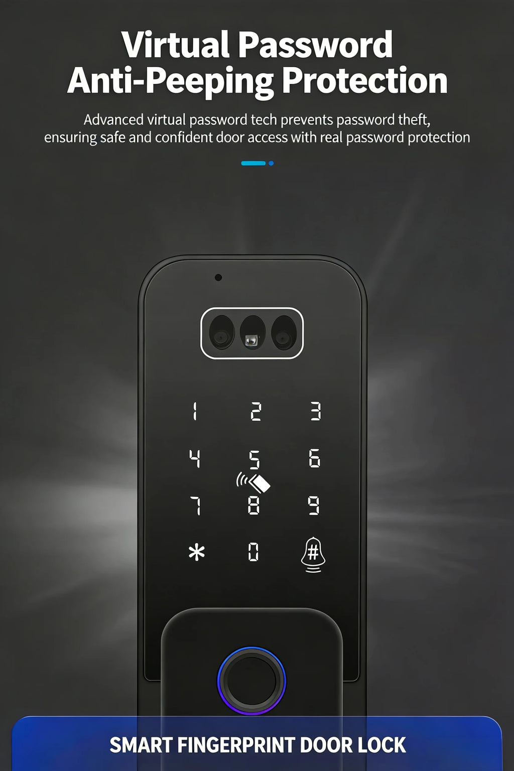 Smart Tuya WiFi APP Bluetooth Door Lock with Palm Vein Face Recognition Doorbell Waterproof Scissor Tongue Rim Locks No Drilling