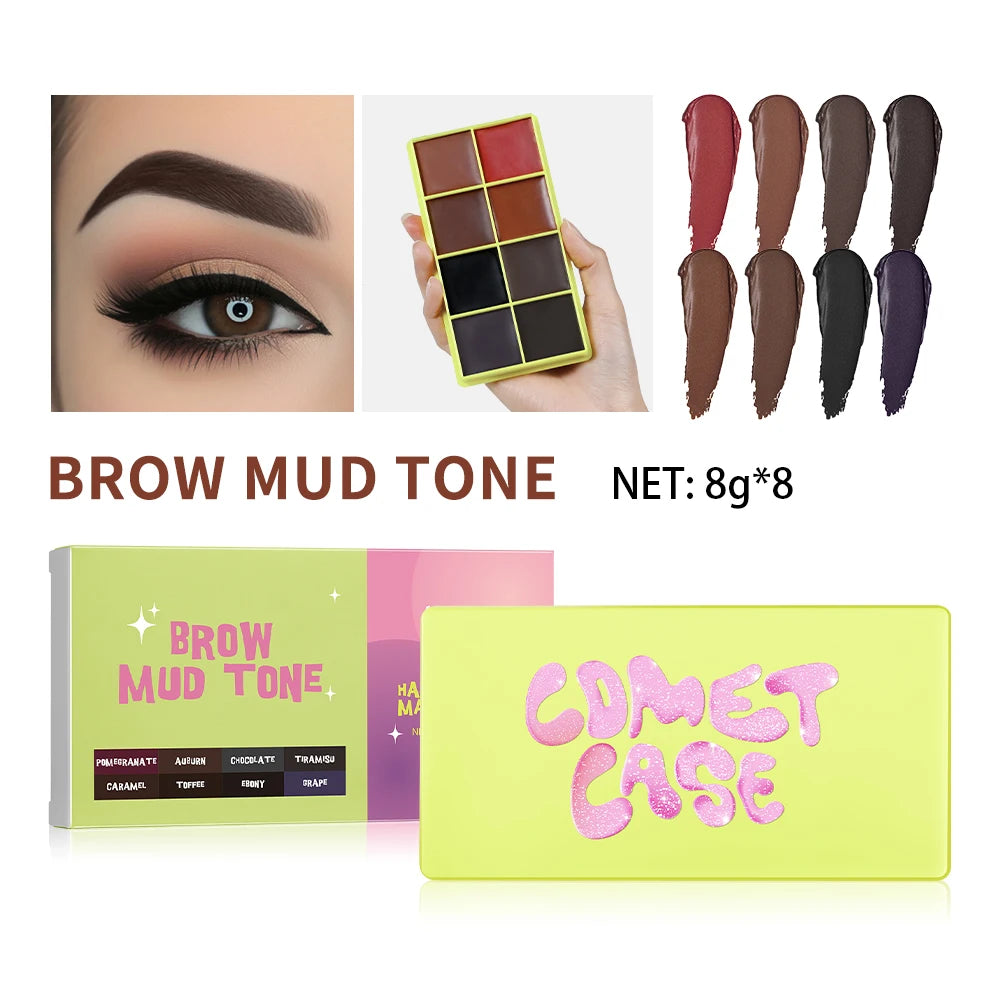 Tidesmit 8 color eyebrow cream highlighter palette with matte and shimmer shades for long-lasting natural face makeup