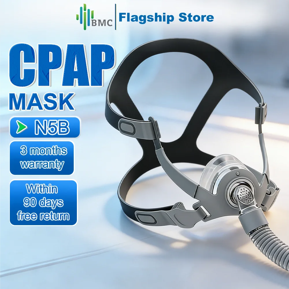 BMC N5B CPAP Nasal Mask With Adjustable Headgear New CPAP Mask For Sleep Apnea S/M/L/XL Sizes Silicone Pads Fast Shipping
