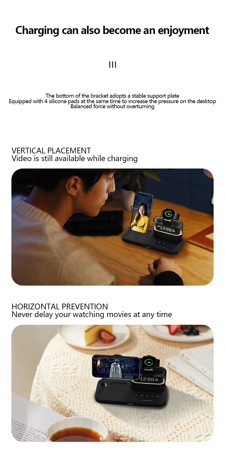 Qi2 Wireless Charger with Alarm Clock & RGB Light - Tidesmit Tidesmit