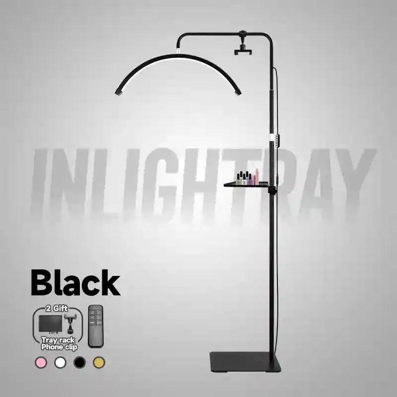 LED Eyelash Extension Light - Adjustable Half Moon Beauty Lamp Black Standard China Mainland Tidesmit