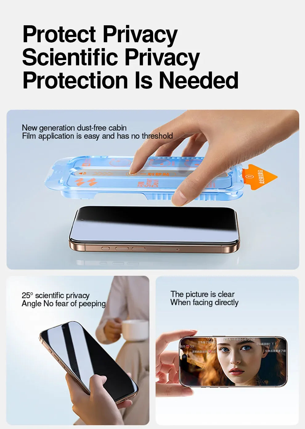 Privacy Screen Protector for iPhone 16 Pro Max - 3 Pack Anti-Peep Tempered Glass Tidesmit