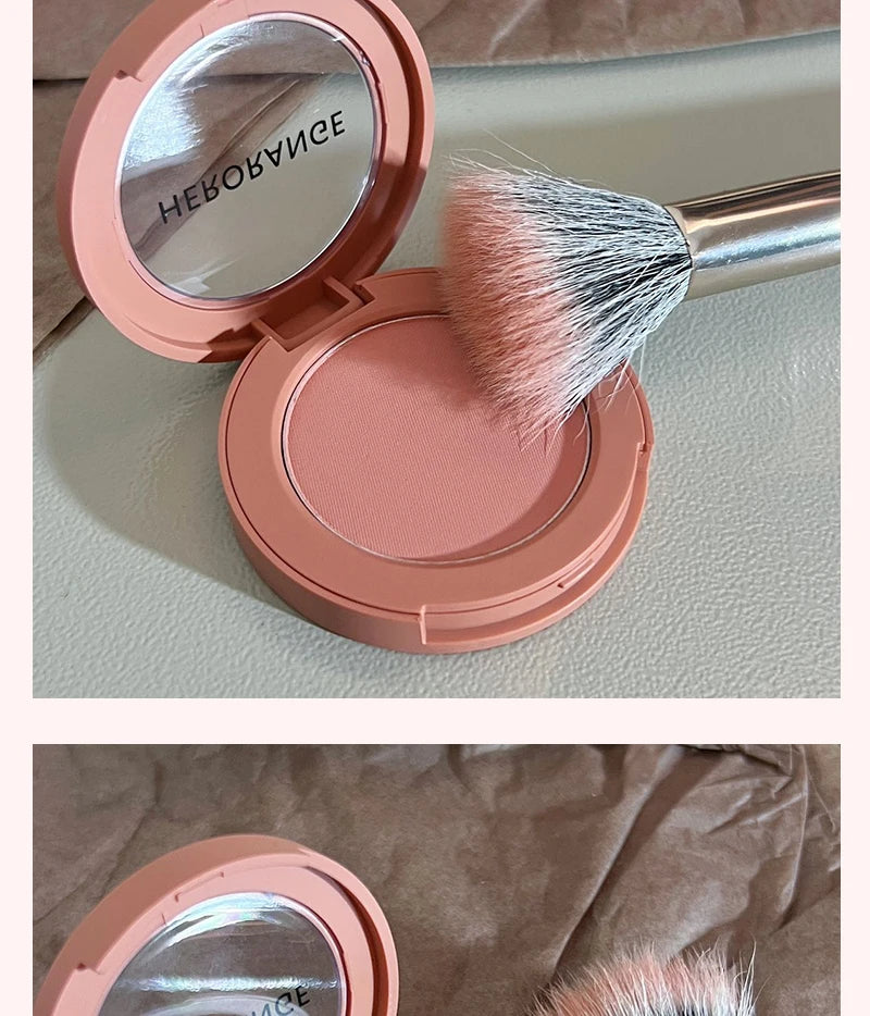 Tidesmit Herorange HR402 soft matte blush powder shade swatch featuring peach orange pigment and waterproof finish