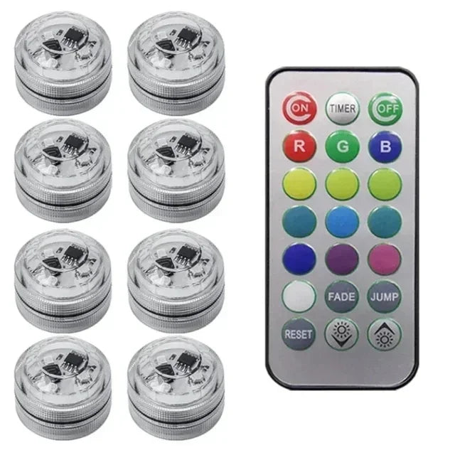 Wireless LED Car Interior Lights - Multi-Color Adhesive Set 8 Lamp 1 Controller Tidesmit