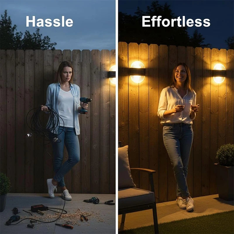 Solar Outdoor Light, Waterproof With Fan-Shaped Lampshade, LED Deck Lights For Patio, Garden, Villa, Wall, Terrace, Railing