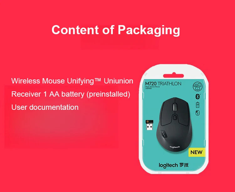 Logitech M720 Wireless Bluetooth Mouse - Office Mouse - Bluetooth Dual-mode Wireless Mouse