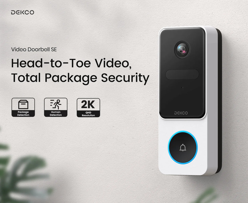 Dekco 3MP Wireless Doorbell Video Intercom Outdoor 2.4G Wi-Fi Smart Doorbell with Chime Human Detection Support Alexa Door Bell