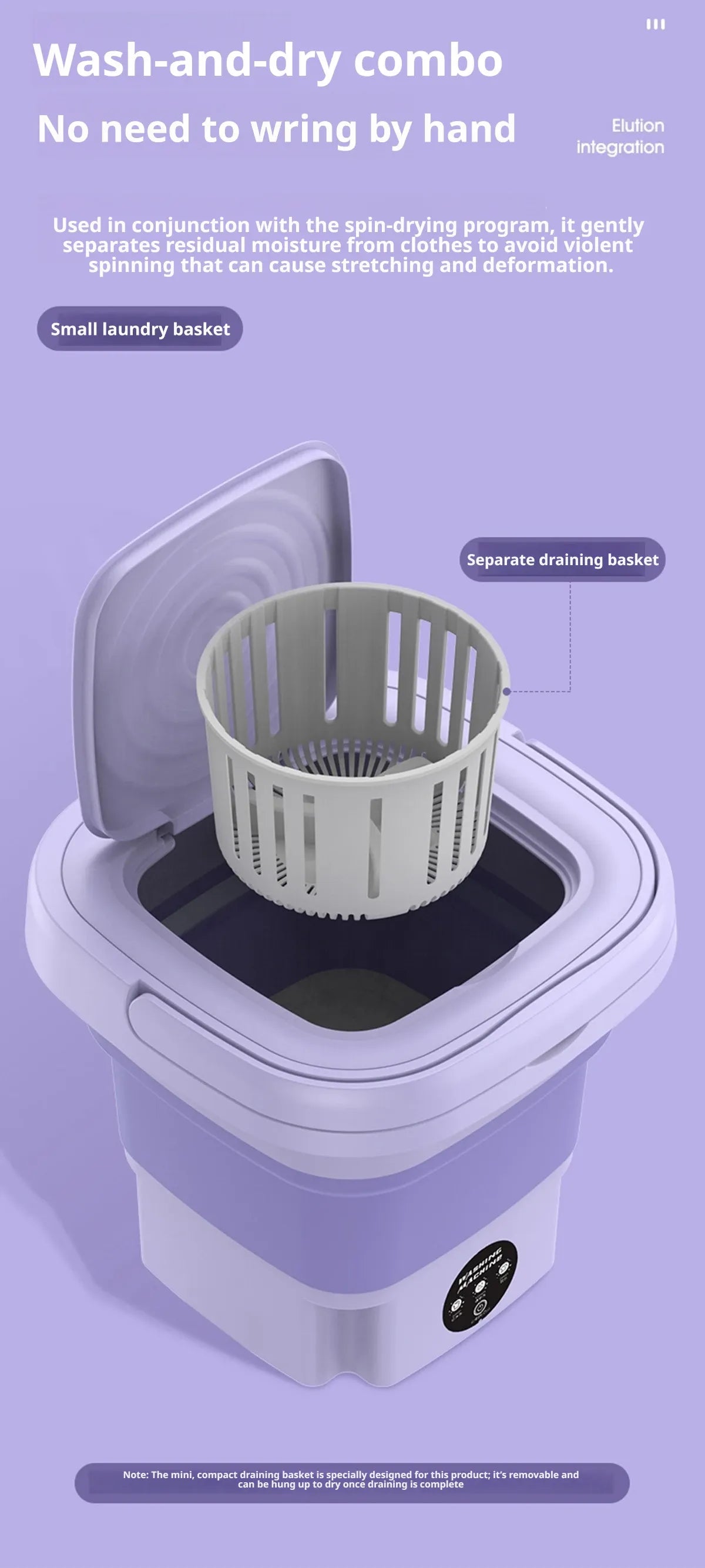 9L Collapsible Mini Washing Machine 100V-240V EU Plug
