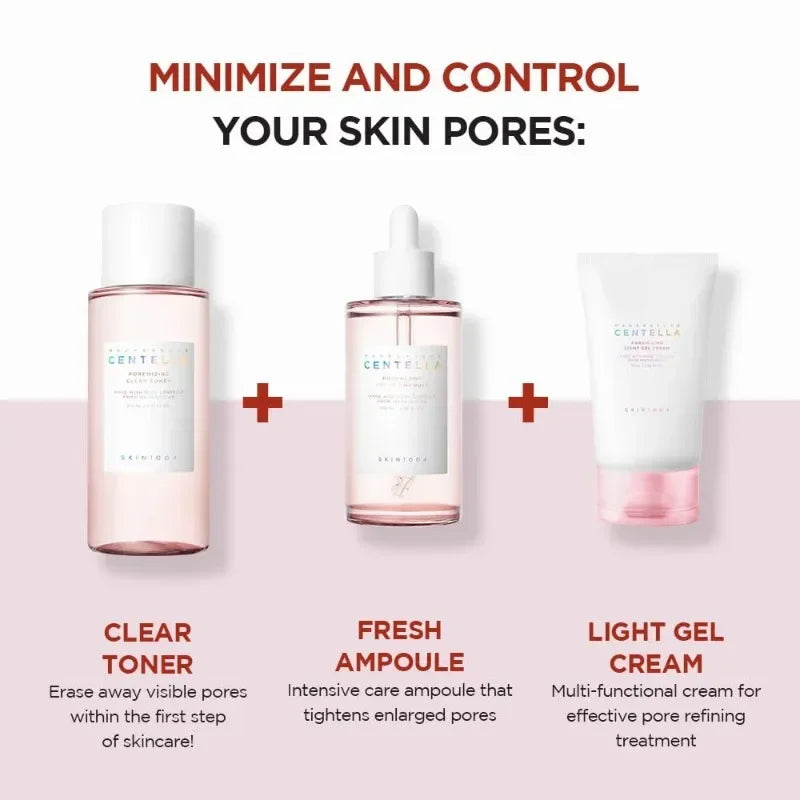 SKIN1004 Madagascar Centella Poremizing Skincare Set Korean Cosmetics Toner Ampoule Gel Cream Face Wash Cleanser Pore Beauty Kit